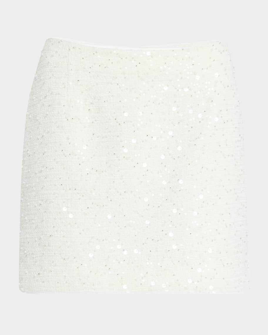 Milly Bead & Sequin Tweed Mini Skirt | Neiman Marcus