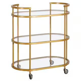 Leif Brass Round Bar Cart | The Home Depot
