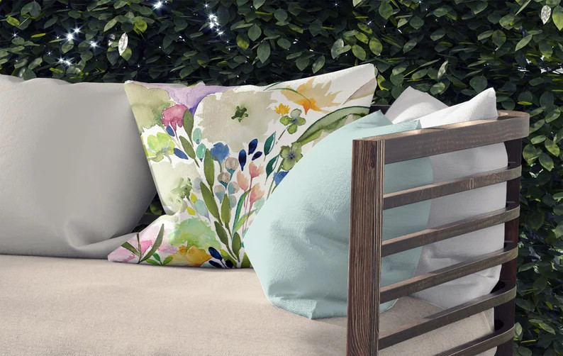 Spring Flowers II Bright on Outdoor Pillows & Covers  Double | Etsy | Etsy (US)