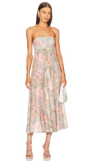 Cira Bandeau Midi Dress in Sage Multi Floral | Revolve Clothing (Global)