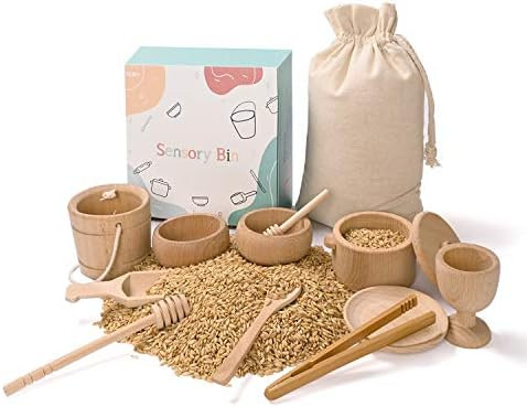 MONT PLEASANT Montessori Toys Sensory Bin Toys for 1 Year Old Toddlers, 11pcs Wooden Waldorf Toys... | Amazon (US)