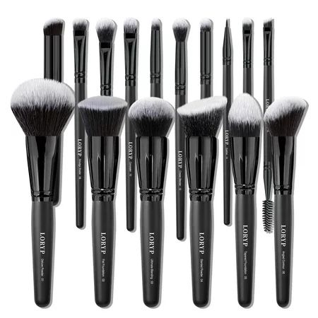 LORYP 16Pcs Black Makeup Brushes Set Foundation Face Brush Concealers Contour Eyeshadow Brush Sets | Walmart (US)