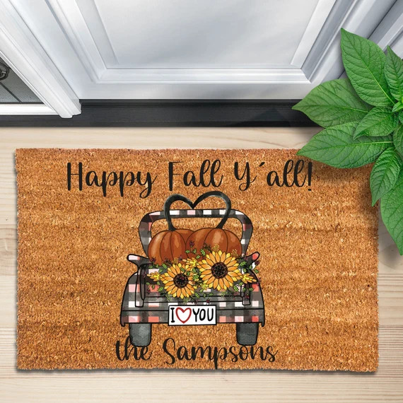 Fall Door Mat, Halloween Decor, Halloween Welcome Mat, Happy Halloween, Fall Decor, Fall Welcome ... | Etsy (US)