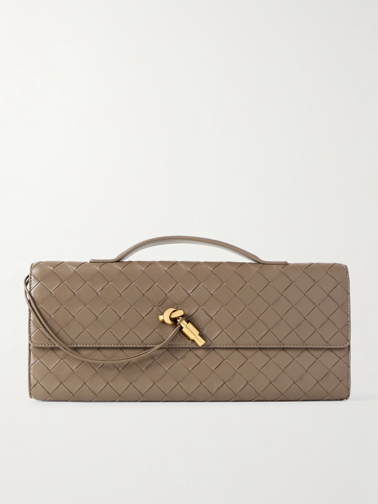 Bottega Veneta - Andiamo Intrecciato Leather Clutch - Brown | NET-A-PORTER (US)