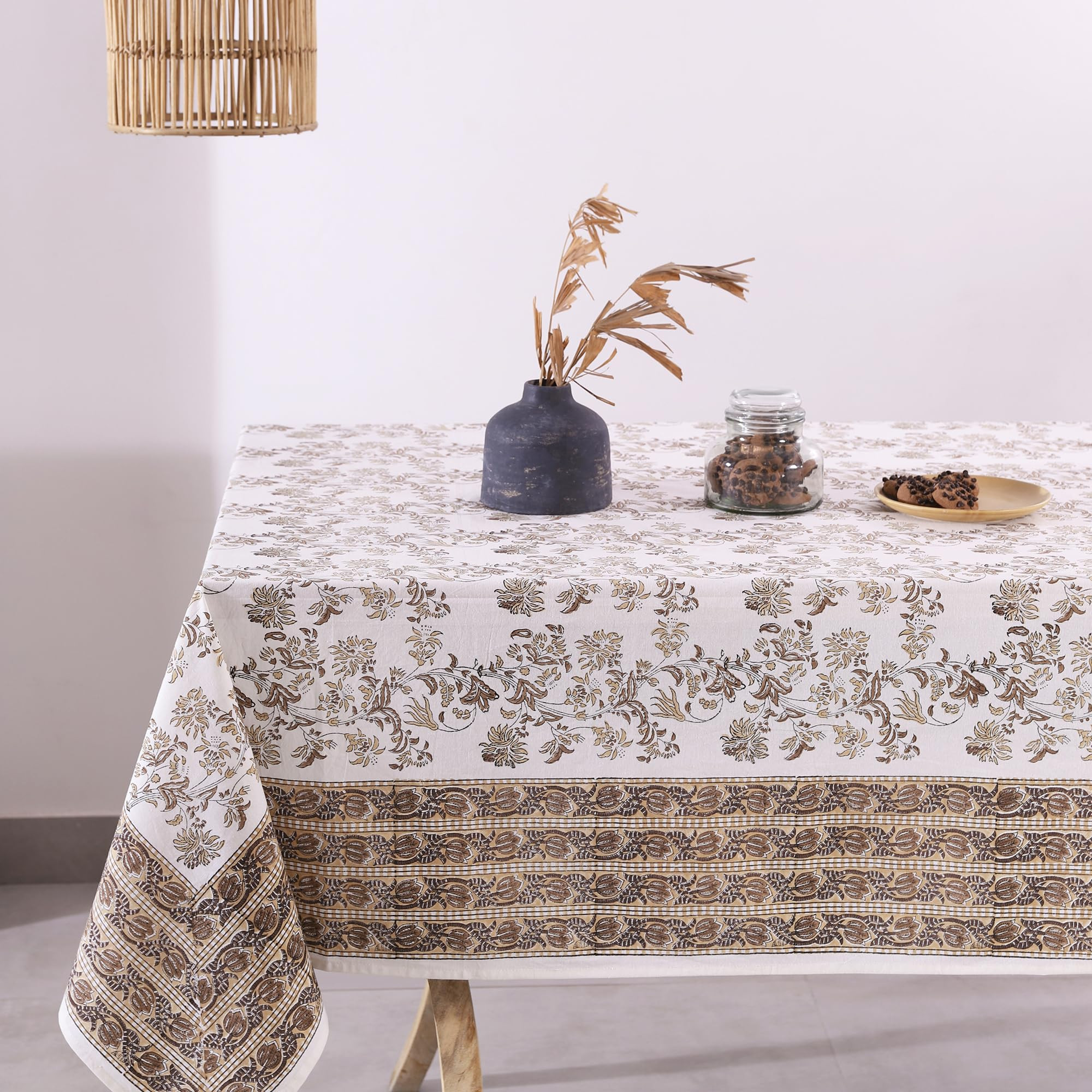 Labhanshi Indian Handblock Print Pre-Washed Cotton Floral Table Cloth|Reusable Rectangle 72x108 I... | Amazon (US)