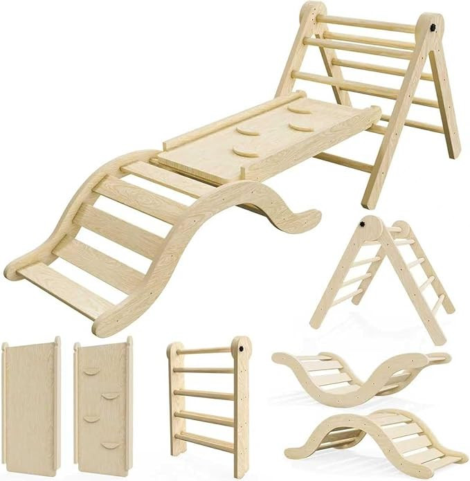 bbgroundgrm Pikler Triangle Set Climber 5 in 1, Toddler Climbing Toys Indoor Folding with Ramp & ... | Amazon (US)
