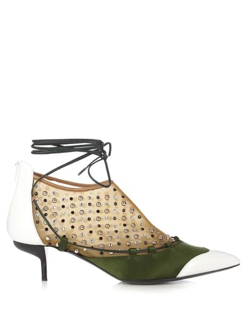 Embellished lace-up leather and satin pumps | J.W.Anderson | Matches (US)