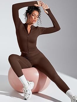 SUUKSESS Women 2 Piece Seamless Ribbed Workout Sets With Zip Up Jacket High Waisted Gym Yoga Legg... | Amazon (US)