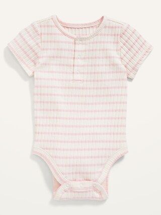 Unisex Rib-Knit Striped Henley Bodysuit for Baby | Old Navy (US)