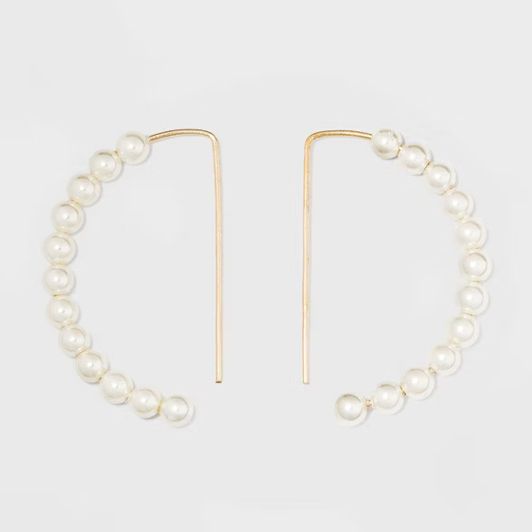 Pearl Drop Hoop Earrings - A New Day™ Gold | Target
