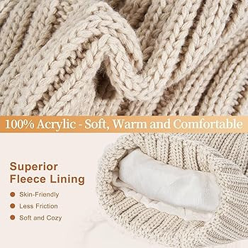 Winter Beanie Hat Scarf Gloves Set for Women, Womens Beanie with Pom Pom Long Scarf Neck Warmer T... | Amazon (US)