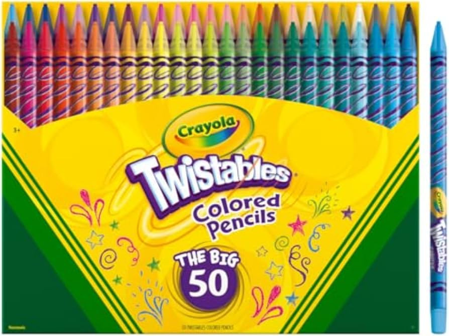 Crayola Twistables Colored Pencil Set (50ct), Cool Back to School Supplies for Kids, No Sharpen C... | Amazon (US)