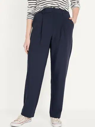 Extra High-Waisted Pleated Taylor Trouser Straight Pants for Women | Old Navy (US)