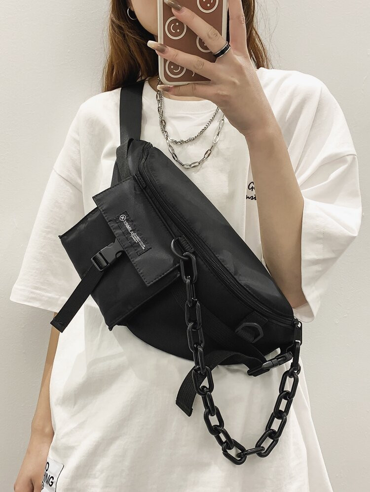 Buckle & Chain Decor Fanny Pack | SHEIN