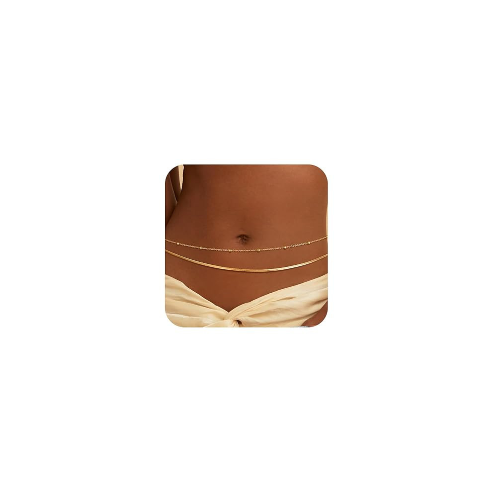 CHESKY Gold Waist Chain for Women, 14K Gold Plated Silver Layered Belly Belt Chains Sexy Bikini B... | Amazon (US)
