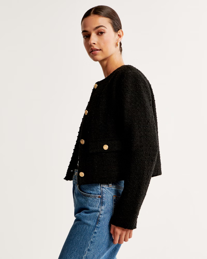 Collarless Tweed Jacket | Abercrombie & Fitch (US)