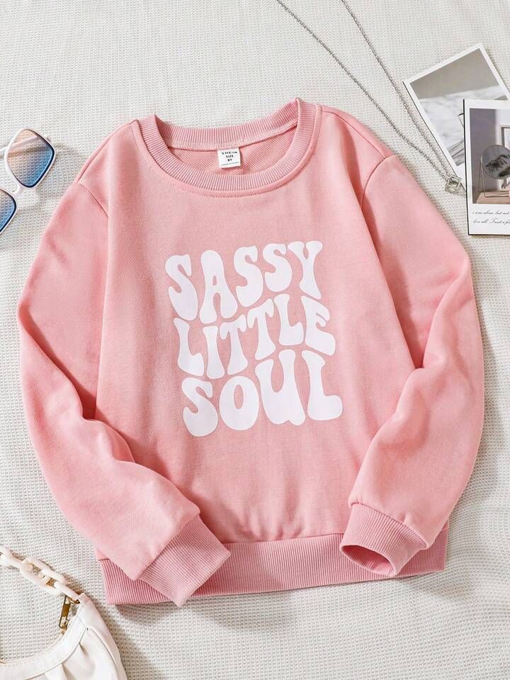 SHEIN Kids EVRYDAY Tween Girl Letter Graphic Sweatshirt | SHEIN