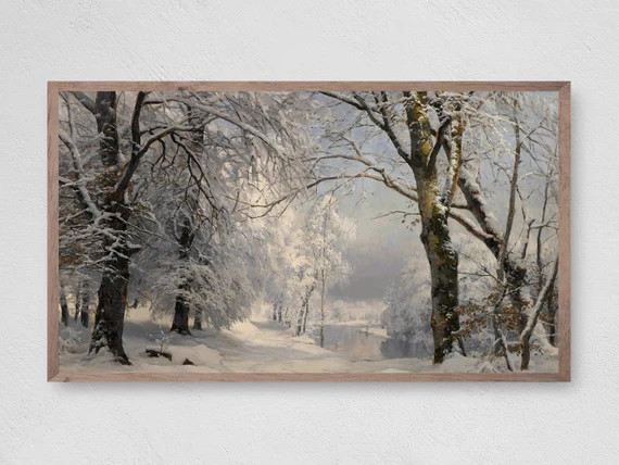 Samsung Frame TV Art | Winter Landscape Oil Painting | Christmas Snow Winter Frame TV | Instant D... | Etsy (US)