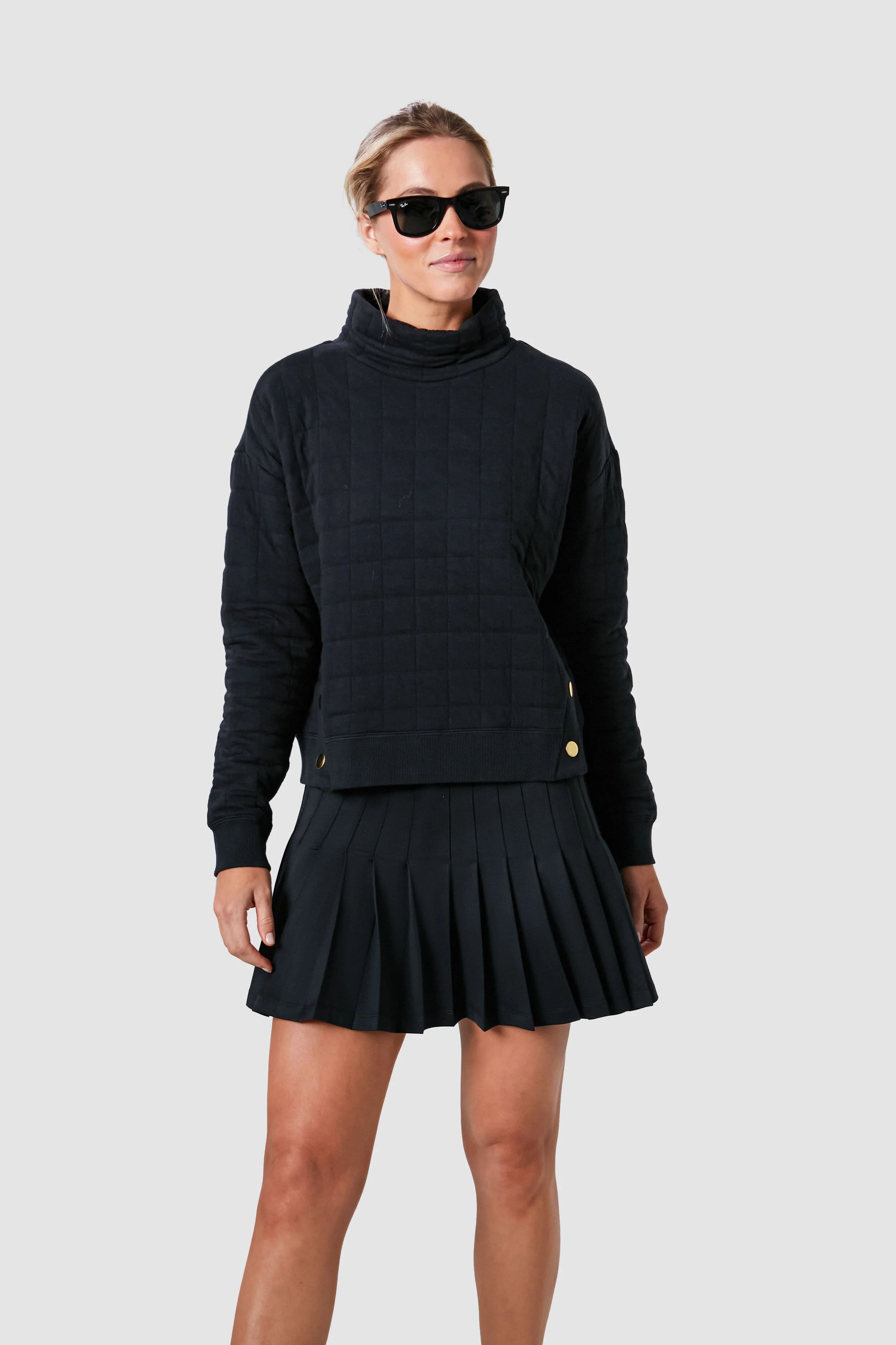 Black Quilted Funnel Neck Pullover | Tuckernuck (US)