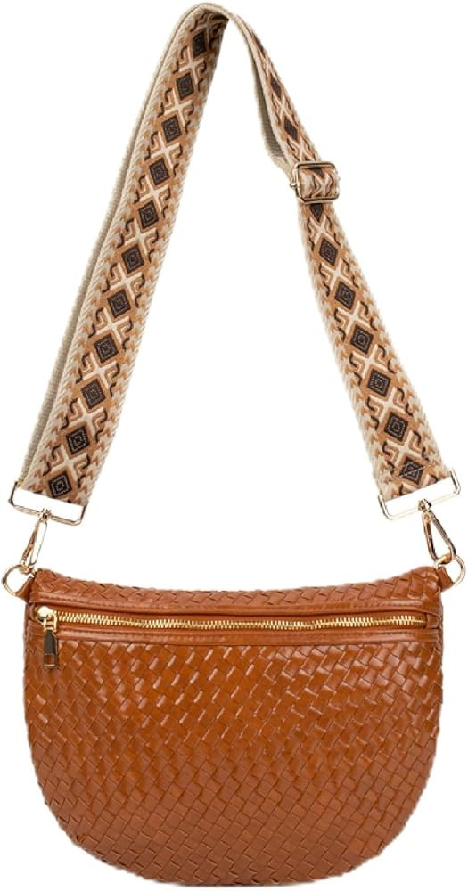 Amazon.com | Babs + Birdie The Fiona | Woven Bum Bag | Stylish Woven Crossbody Pack | Adjustable ... | Amazon (US)