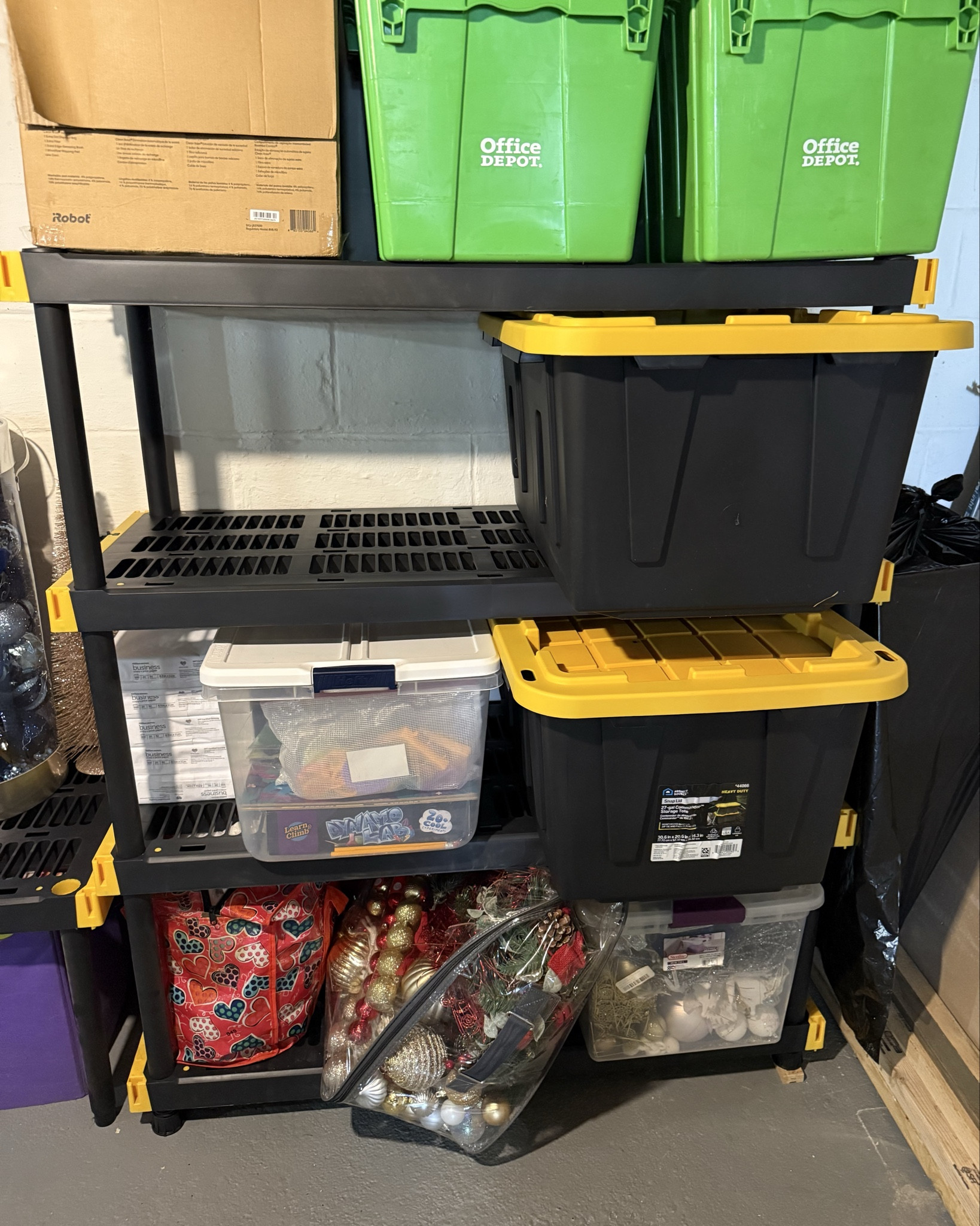 Basement organizers.
Bins and stand on sale! 