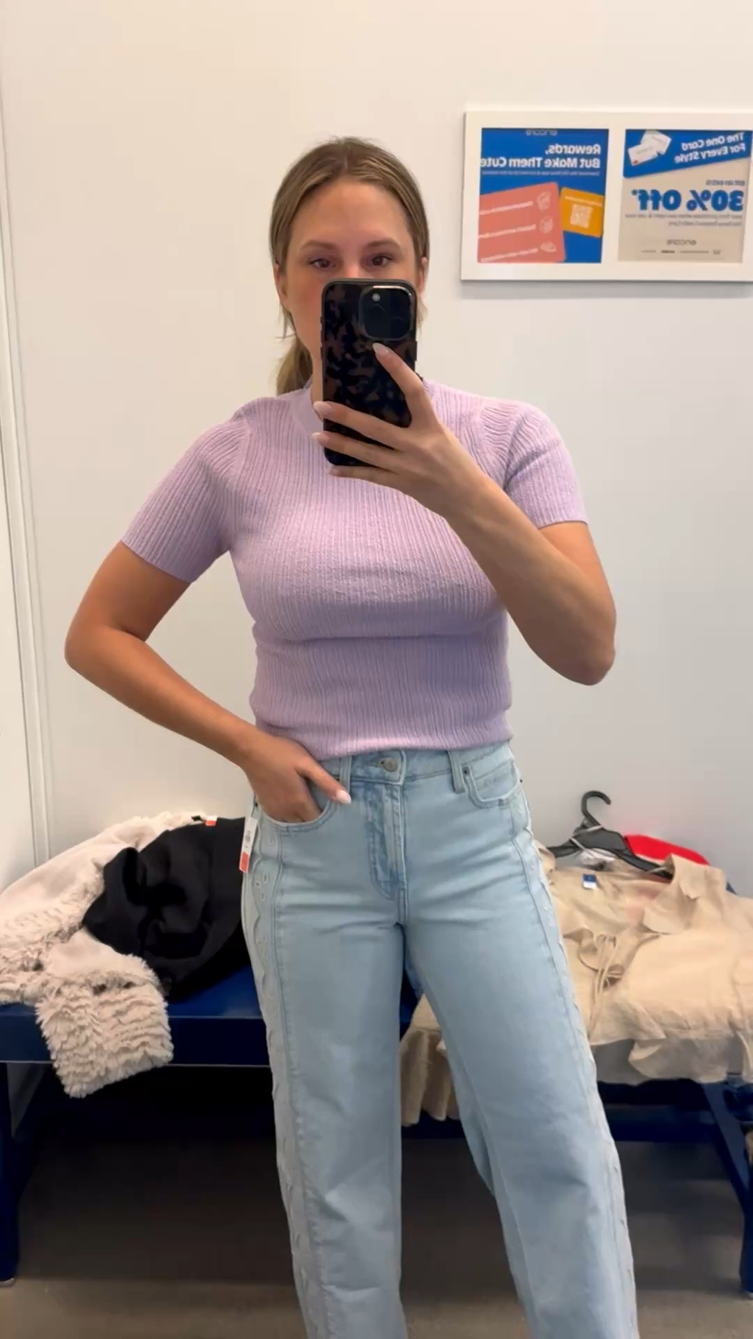 Old Navy Lilac Short Sleeve T-Shirt in Small 
Old Navy High Rise Light Wash Jeans 
Size 26 
SALE ALERT 
#highrisejeans #oldnavy #momoutfit 

#LTKmomlife #LTKootd #LTKPetite

#LTKSaleAlert #LTKootd #LTKPetite