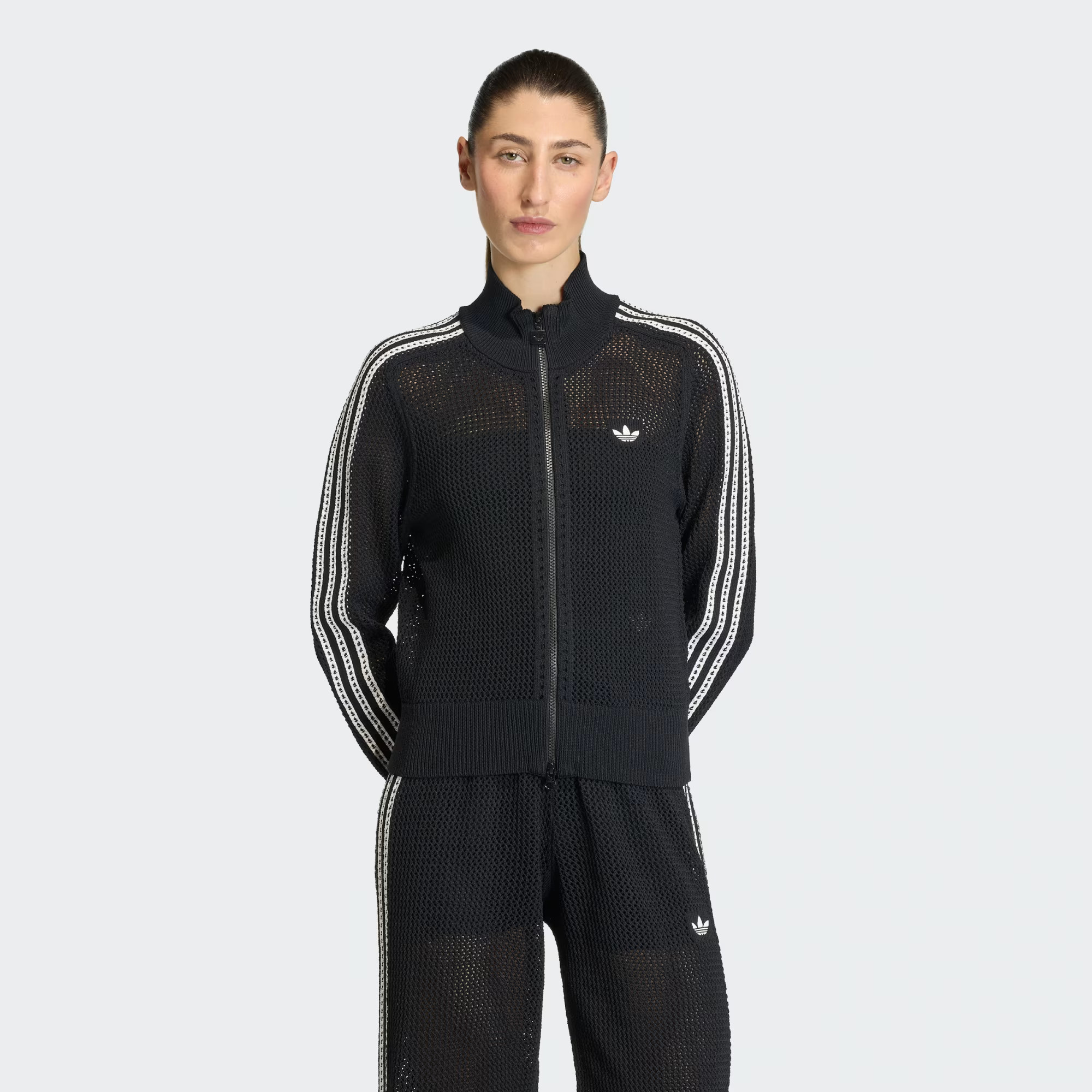 adidas KNITTED CROCHET FIREBIRD TRACK TOP - Black | Free Shipping with adiClub | adidas US | adidas (US)