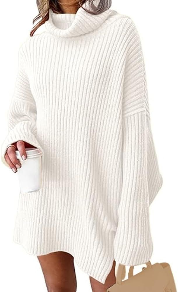 JFAN Women Turtle High Neck Knit Loose Sweater Long Oversided Sleeve Fleece Winter Wear Pullover ... | Amazon (CA)