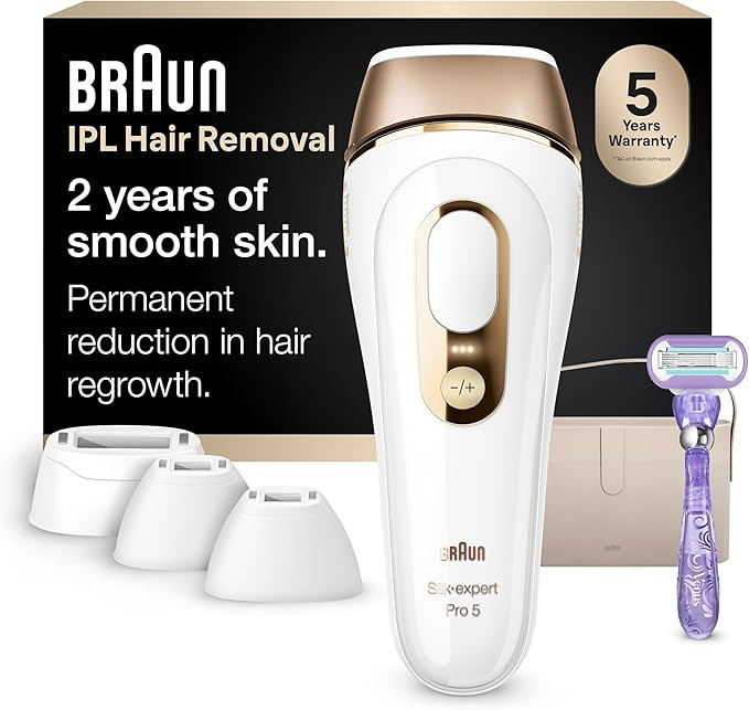 Braun IPL, Silk·Expert Pro 5, IPL Hair Removal for Women and Men, Permanent Laser Hair Reduction... | Amazon (US)