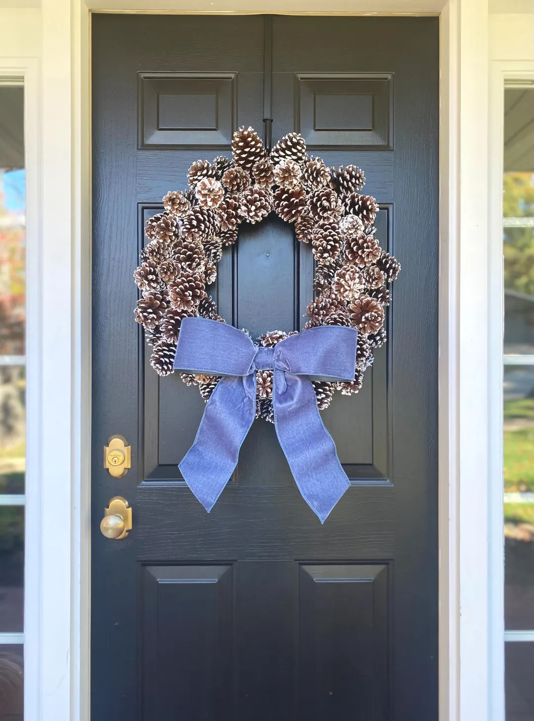 Snowy Pinecone Wreath for Front Door, Flocked Pinecone Wreath, Christmas Wreath, Winter Pinecone ... | Etsy (US)