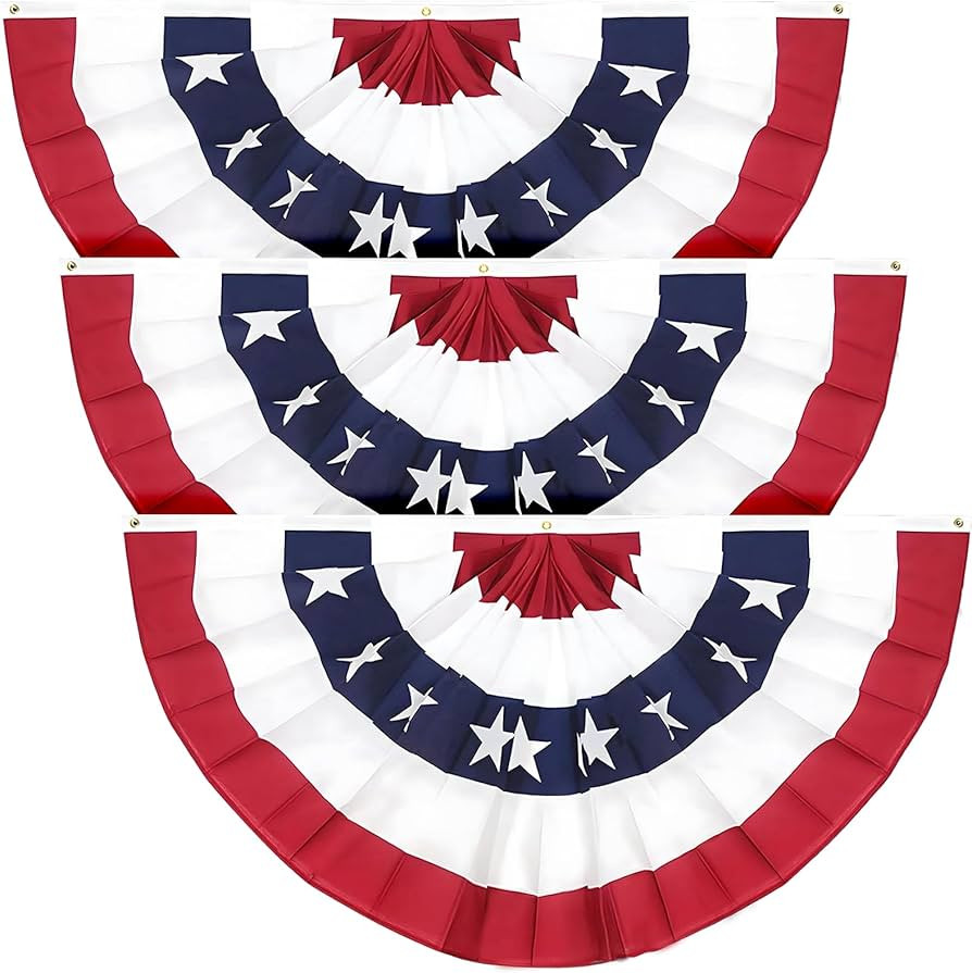 3x6 FT American Bunting Flags Outdoor, 4th of July Pleated Large Fan Flags, USA Patriotic Banner ... | Amazon (US)