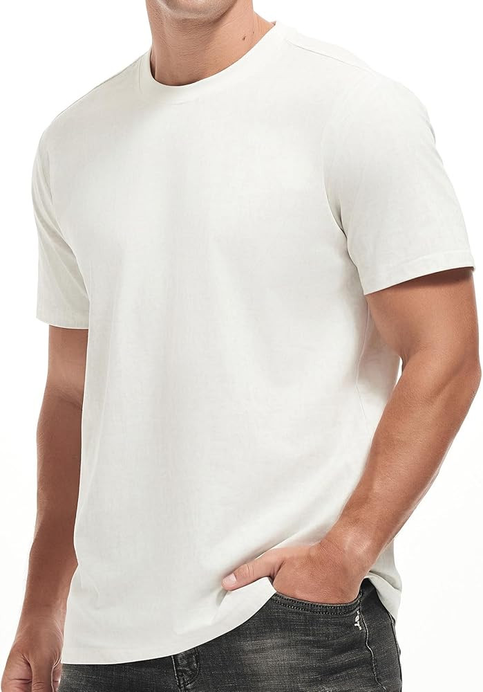 VEIISAR Mens Wash T Shirt - Short Sleeve Crew Neck Classic Fitted Tees | Amazon (US)