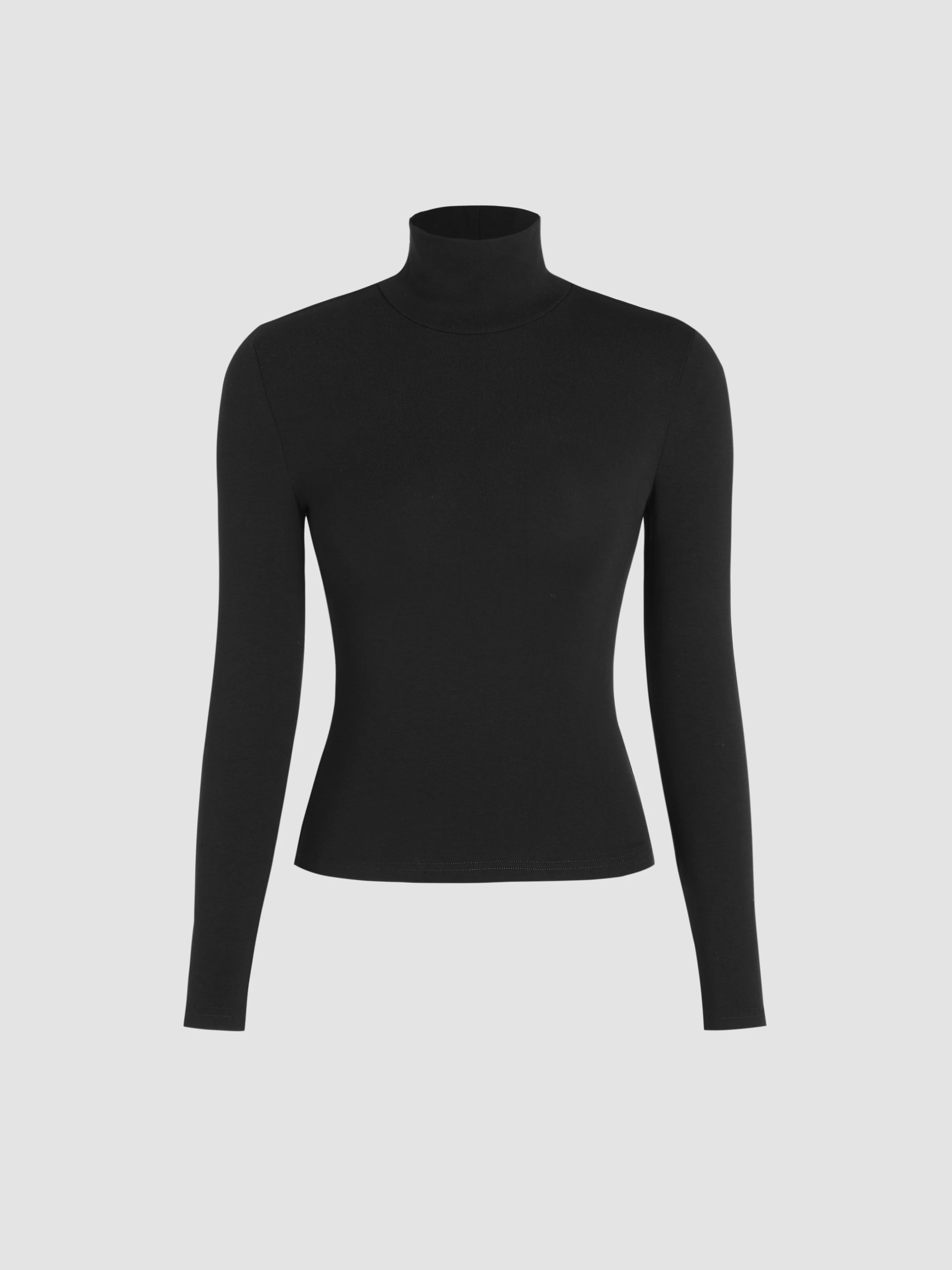 Solid High Neck Jersey Long Sleeve Tee | Cider