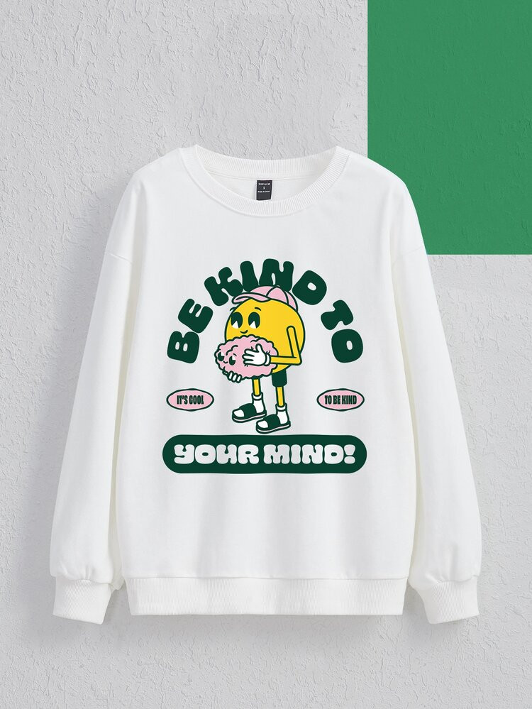 SHEIN X JORD.DESIGNS Cartoon & Slogan Graphic Sweatshirt | SHEIN