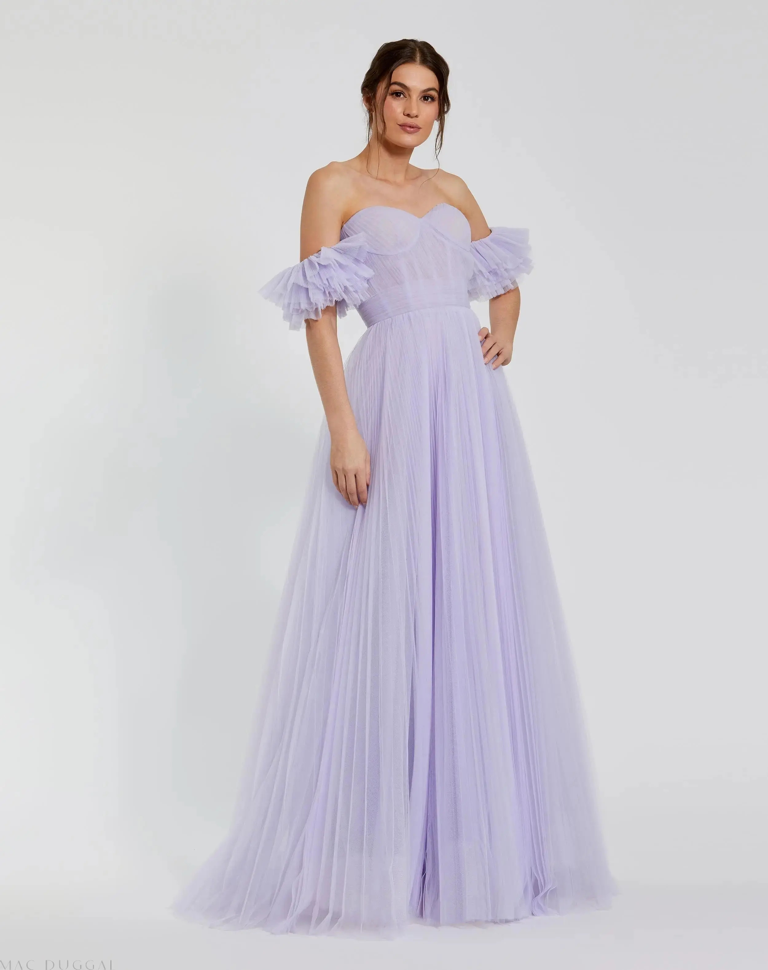 Mac Duggal - Purple Off The Shoulder Tulle A Line Gown - US 4 | Mac Duggal
