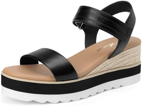 Athlefit Espadrille Wedge Sandals for Women, Open Toe Ankle Strap Low Wedge Heel Platform Sandals... | Amazon (US)