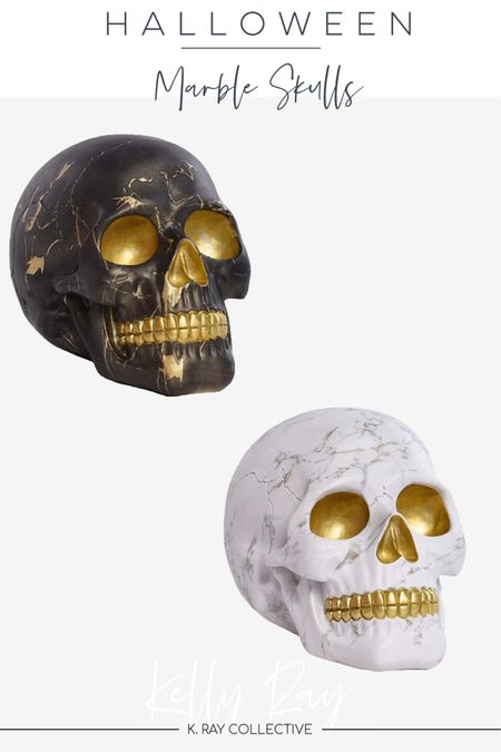 These may be the chicest Halloween decorations I have ever seen!  The skulls come in both white marble and black marble.  There is also a snake version too.  I’m ordering the black and there is a smaller version too.

Halloween decor Under $30, black and gold decor, white and gold decor, Halloween decorations ,  affordable Halloween decorations

#LTKhome #LTKunder50 #LTKHalloween