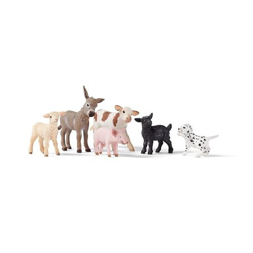 Schleich Farm World 6-Piece Baby Farm Animal Toy Gift Set Including Donkey Foal, Lamb, Calf, Dalmatian Puppy and Goat Kid | Amazon (US)