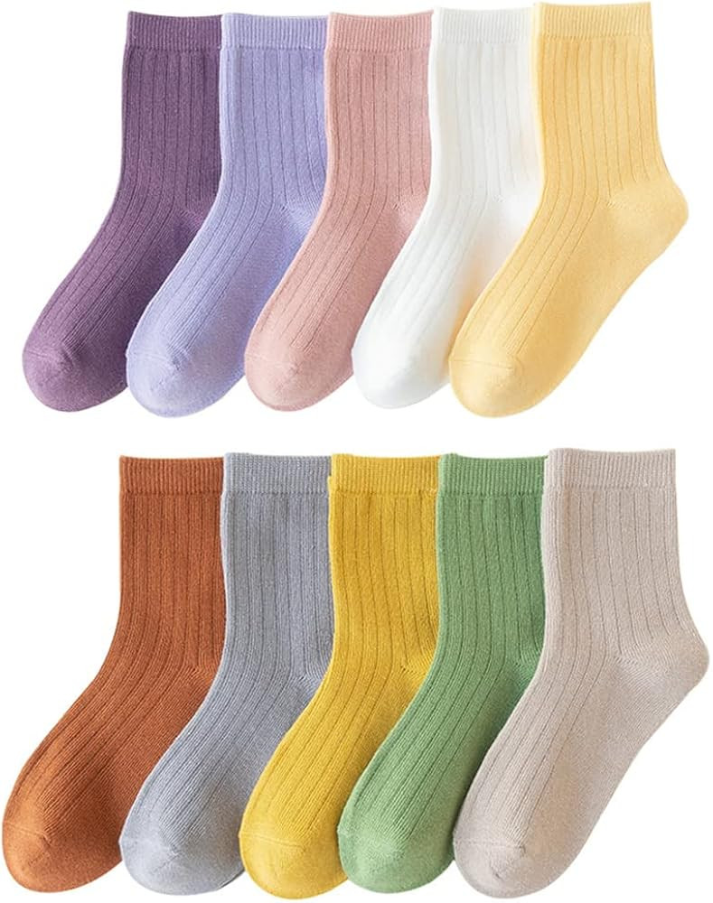 Kids Girl Crew Socks Colorful Lightweight Cotton Casual Sock | Amazon (US)