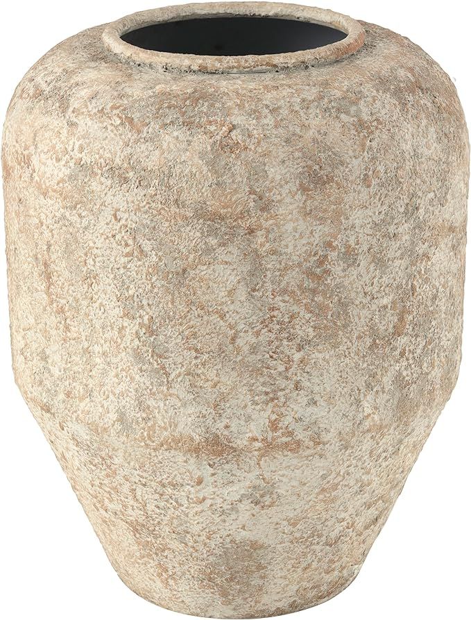 Deco 79 Metal Handmade Antique Style Distressed Vase, 12" x 12" x 15", Beige | Amazon (US)
