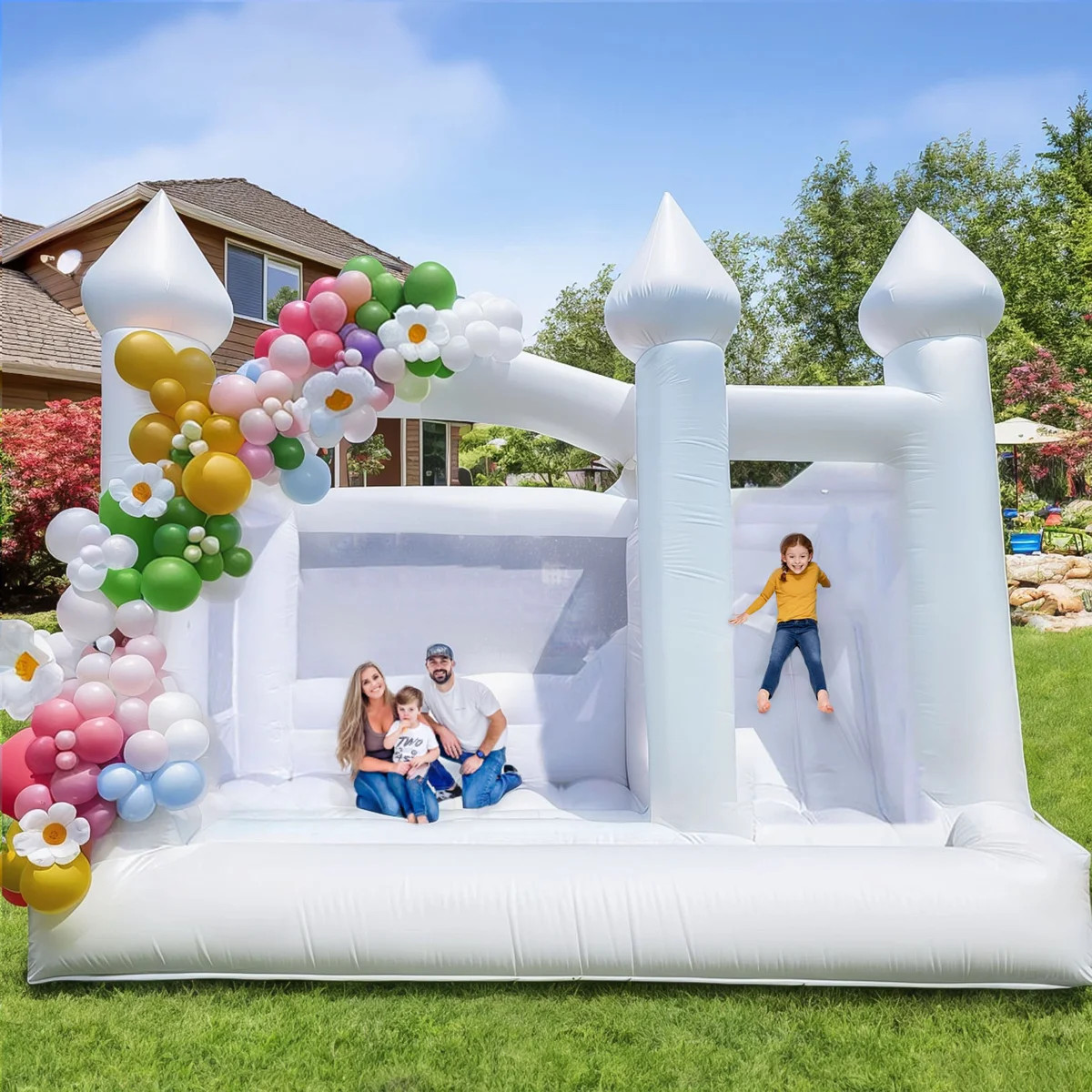 RELUNCH 15'x15' Commercial 100% PVC Bounce House For Kids, White Bouncy Castle With Ball Pit&slid... | Wayfair North America