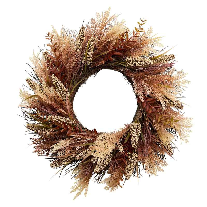 Brown Sorghum Wreath, 22" | At Home