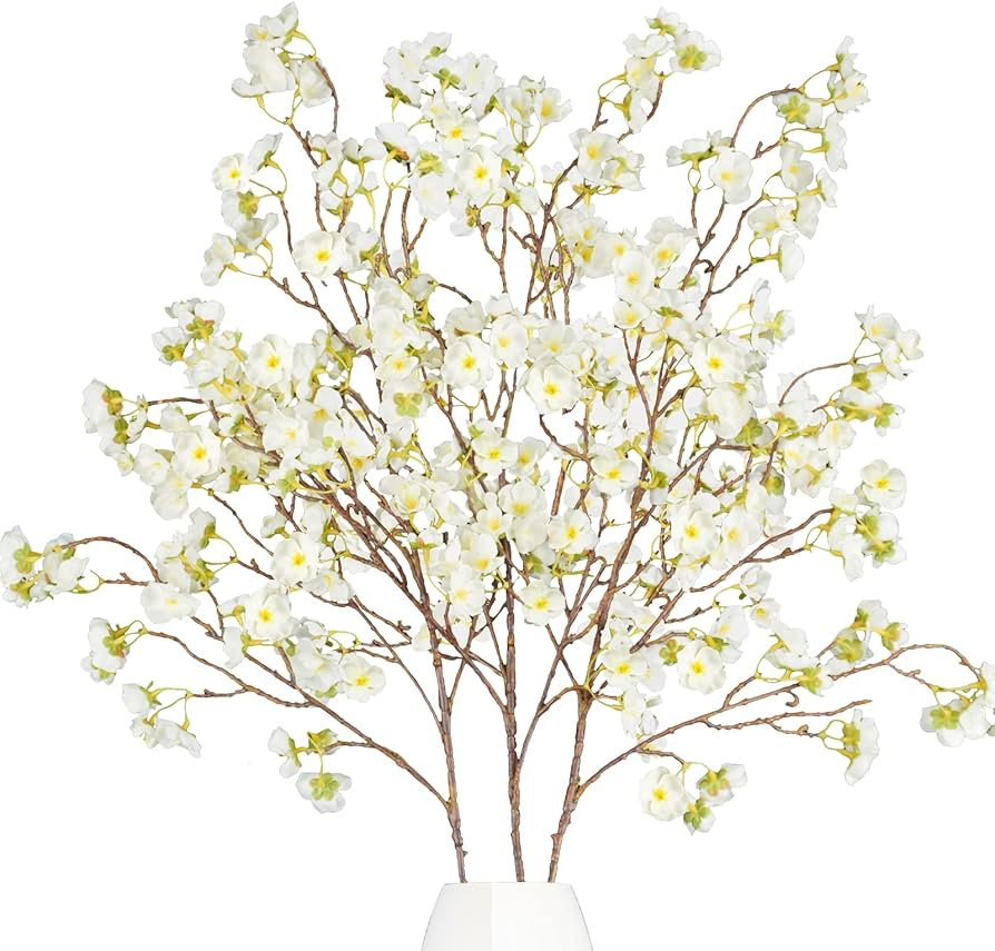 Uieke 3 flores artificiales de cerezo, ramas de cerezo de seda de 40.5 pulgadas, tallos largos, a... | Amazon (US)