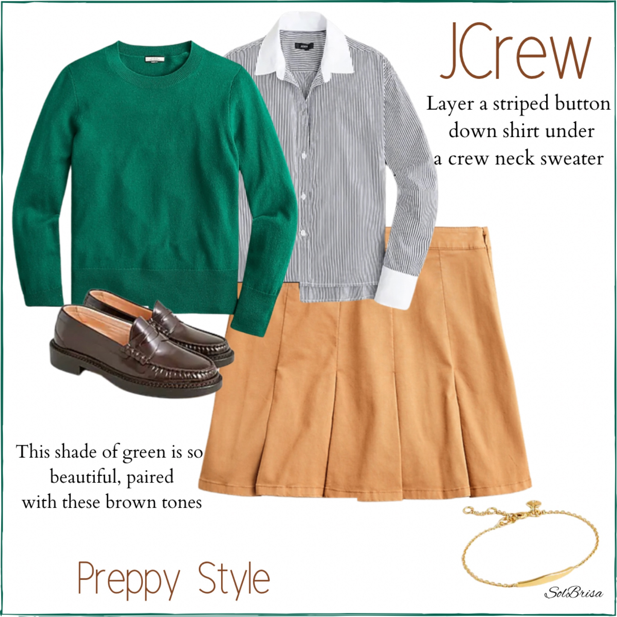I’m loving the preppy style for this season, especially the pieces JCREW has! 

Ivey league 
Preppy style
Preppy fashion 
Mini skirt
School girl skirt
Striped button down shirt 
Green crew neck sweater 
Loafers
Penny 
Loafers 
Fall trends 
Fall fashion 
Fall outfits 
Over 40 style
Fashion over 40
Jcrew style
Jcrew fashion 
Gold bracelet 
Bar bracelet 
Brown leather shoes 


#LTKsalealert #LTKSeasonal #LTKstyletip