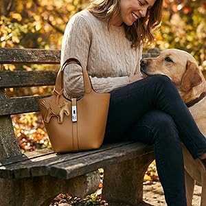 Tote Bag for Women Vegan Leather Bucket Purse for Women Top Handle Handbag Shoulder Bag with Deta... | Amazon (US)