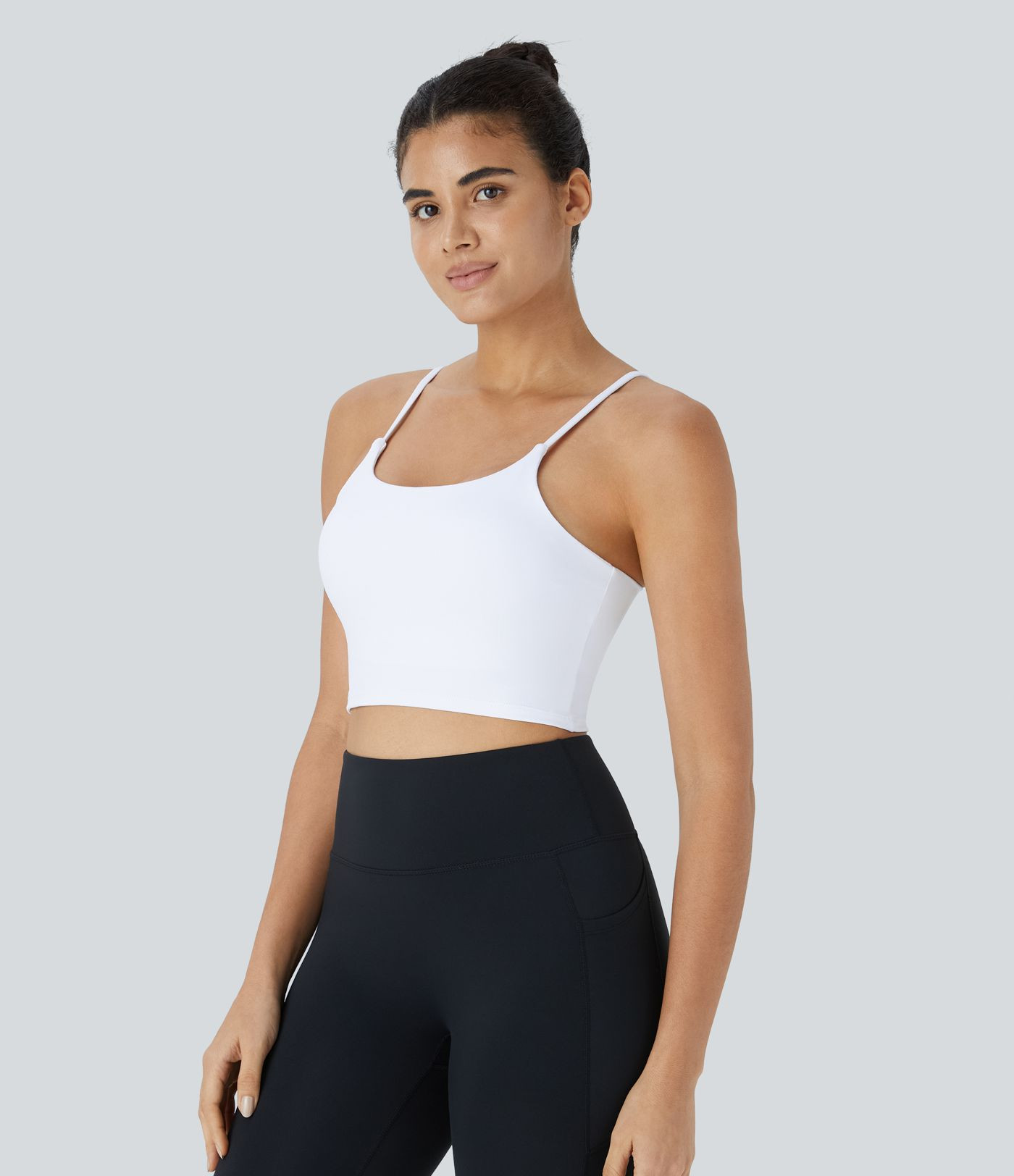Basic Padded Workout Cropped Low Support Tank Top A-D Cups | HALARA