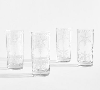 Etched Snowflake Highball Glasses - Set of 4    $64              SKU: 3030709 | Pottery Barn (US)