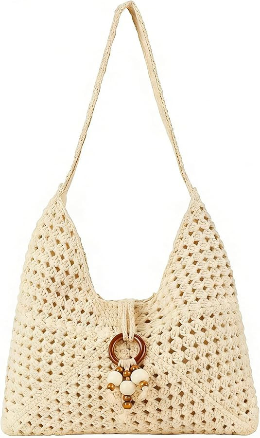 Peicees Crochet Summer Purse, Boho Woven Purse for Travel Beach Vacation Cruise Knit Shoulder Bag... | Amazon (US)