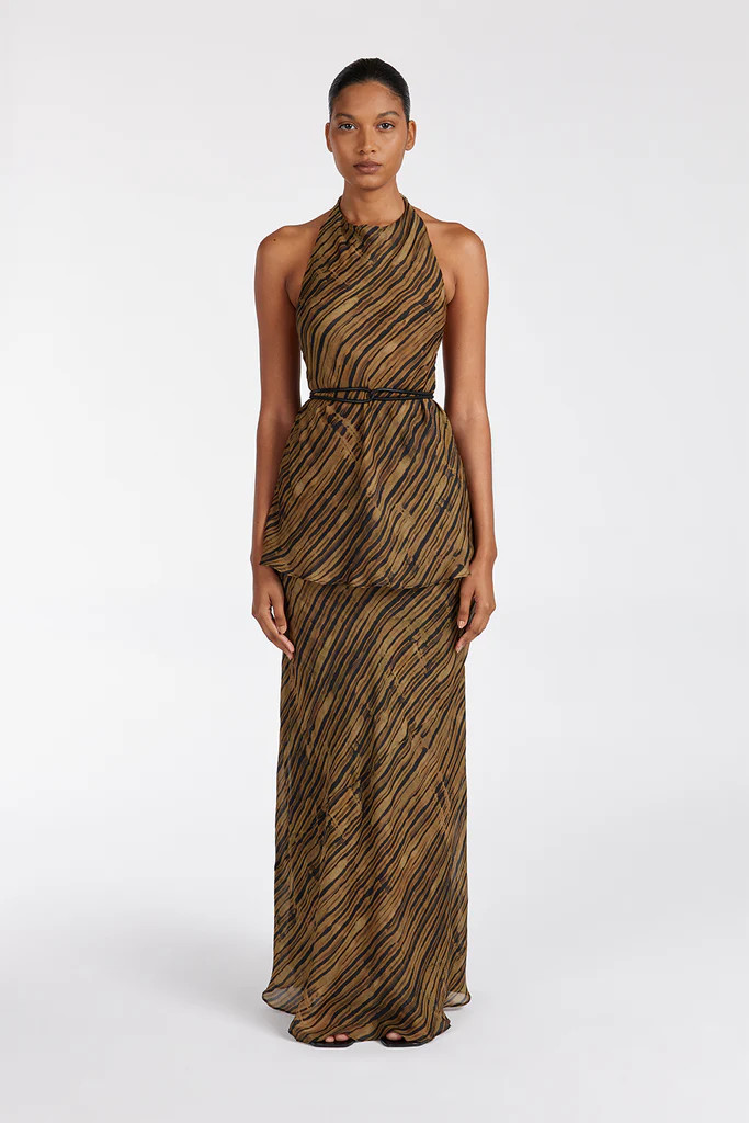 FLEUR DARK CHOCOLATE HIGH NECK TOP | DISSH