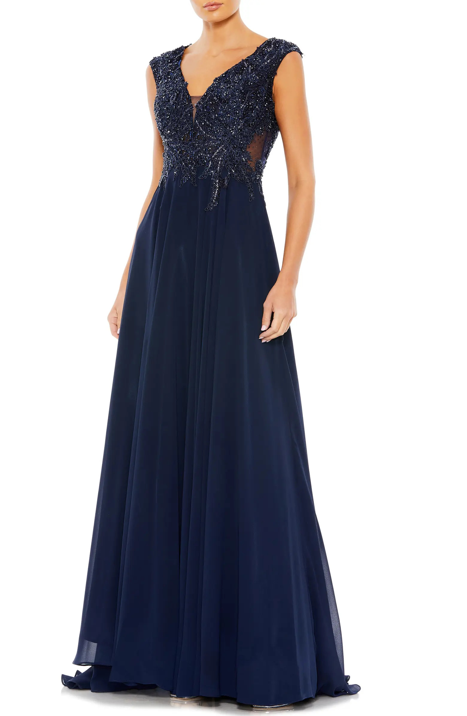 Sequin Empire Waist Pleated Gown | Nordstrom